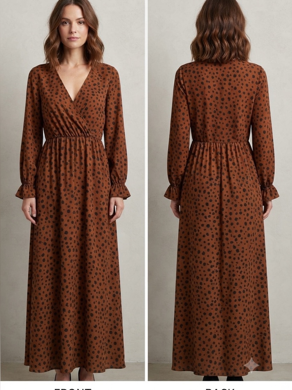 Summer Dress Brown Maxi Animal Print A3-023